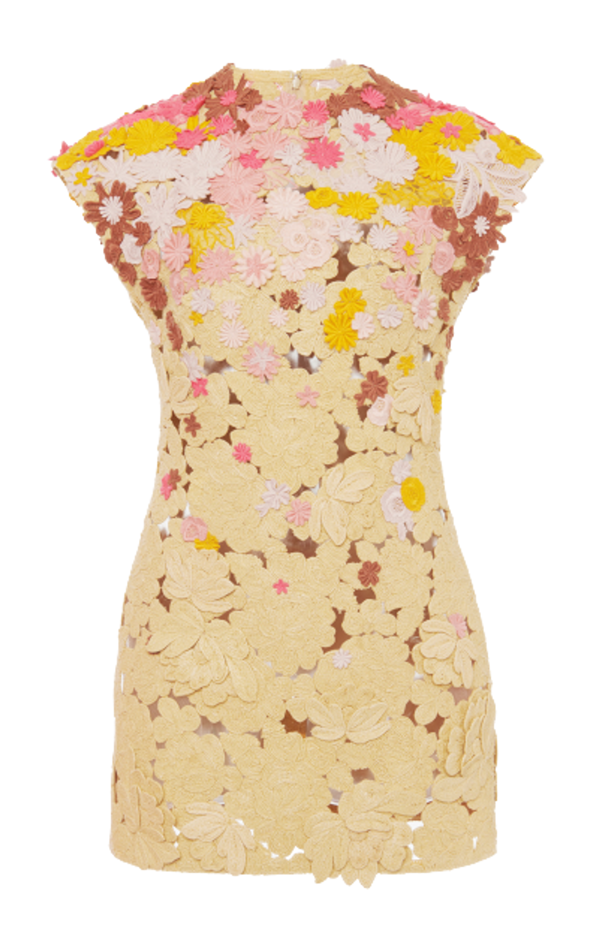Valentino Floral Applique Cotton Blend Multi Mini Dress