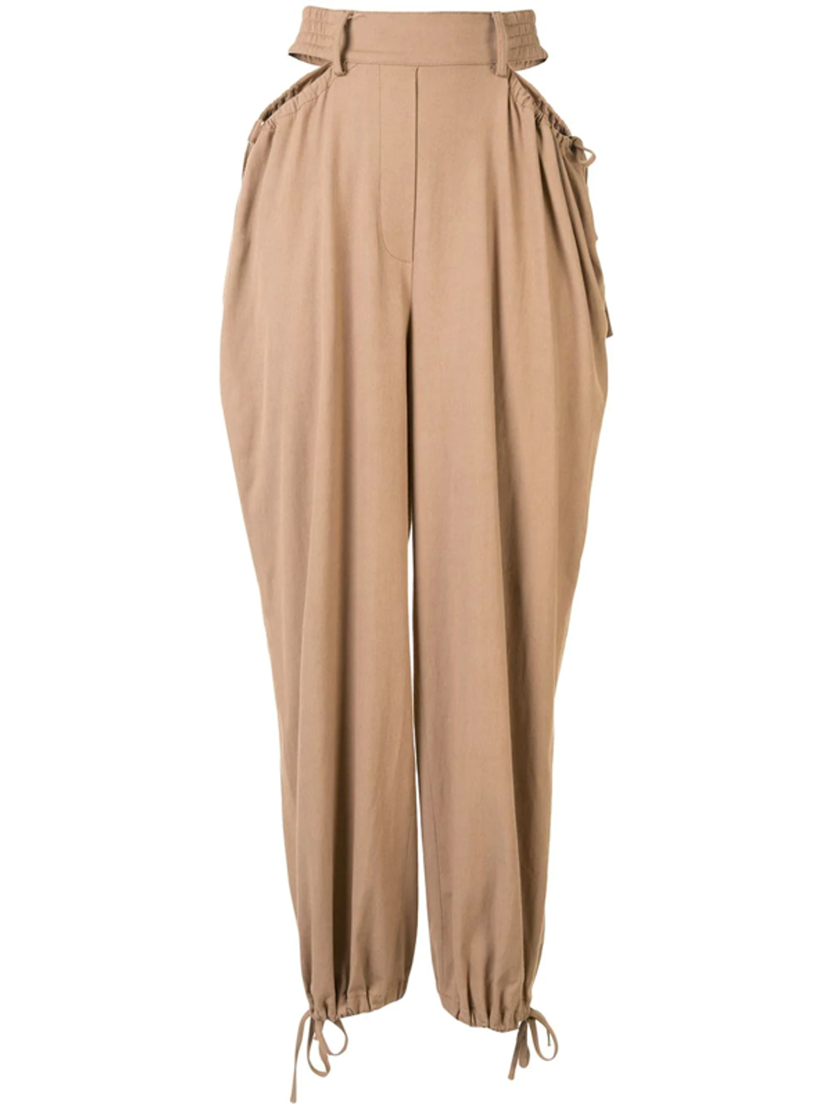 Dion Lee Gathered Tie Tapered Brown Trousers