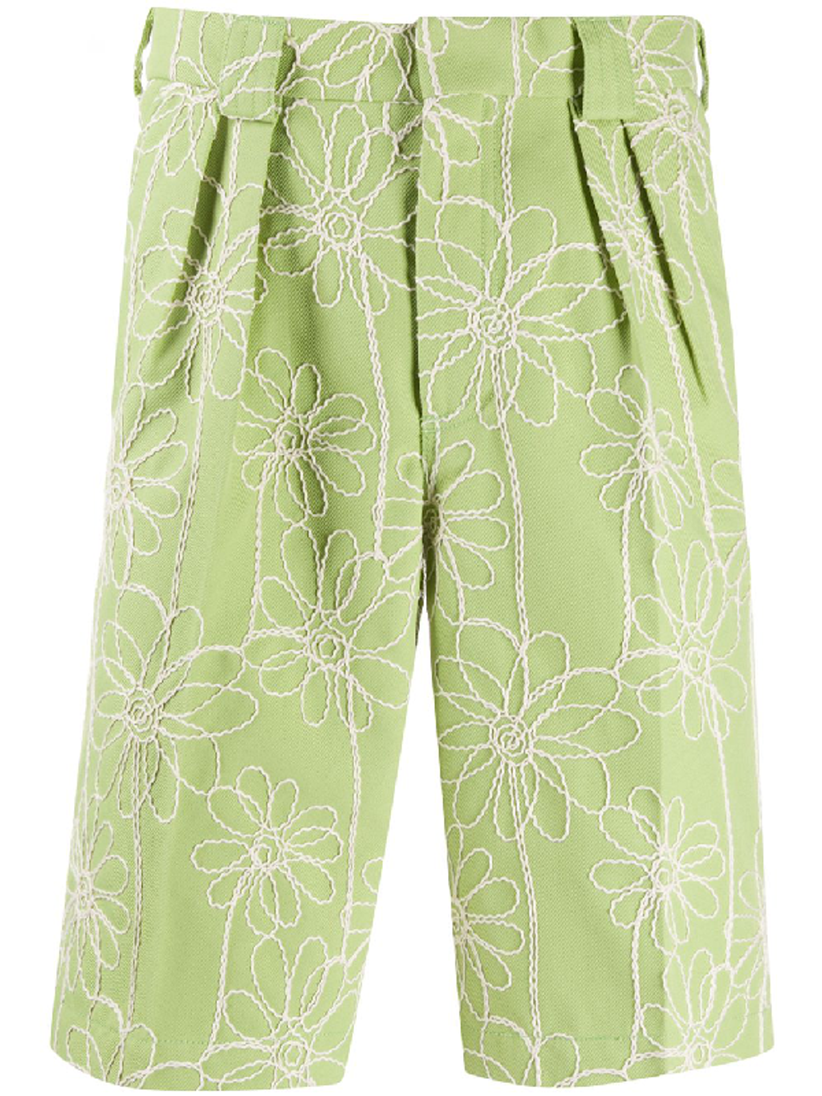 Jacquemus Green Short De Costume Pleated Shorts