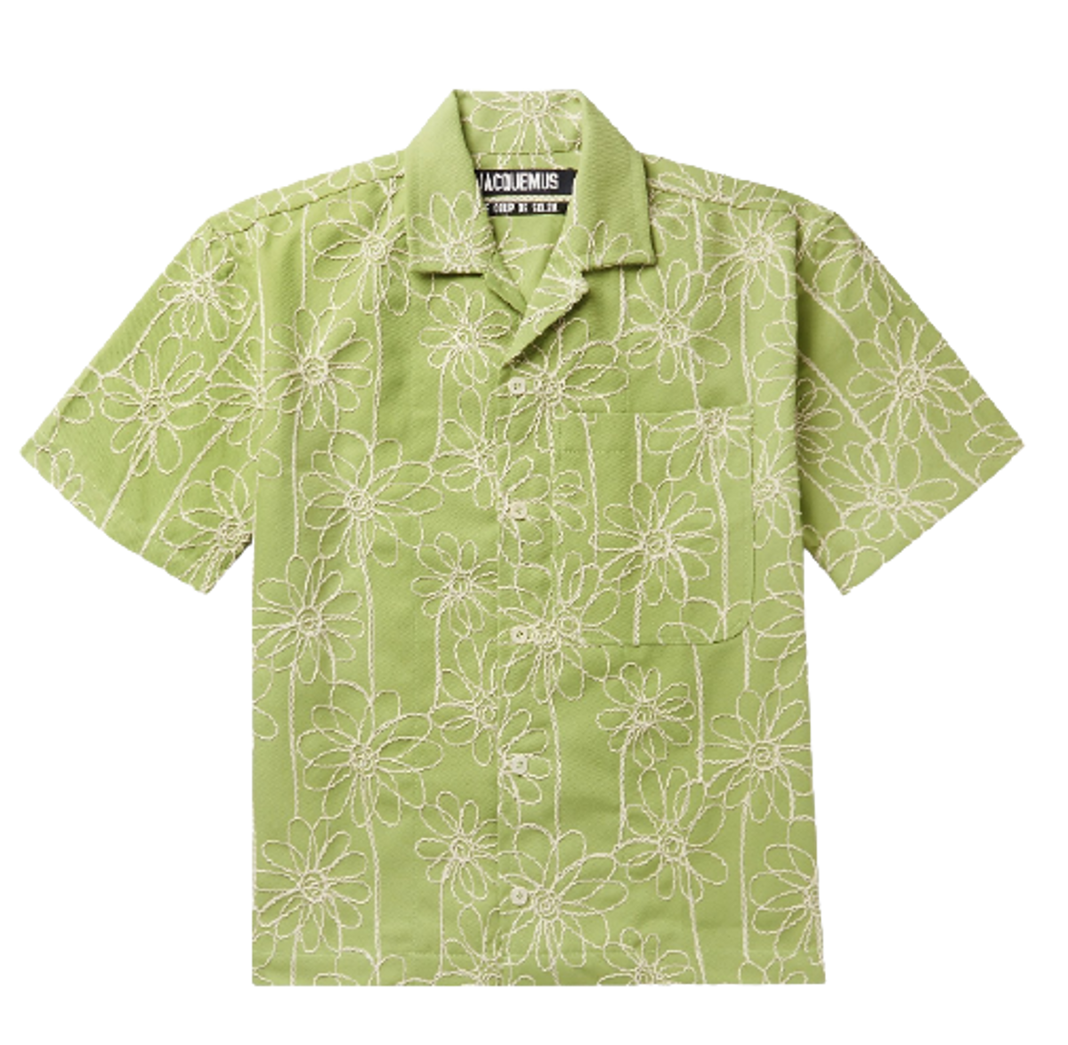 Jacquemus Embroidered Green Flowe Twill Shirt