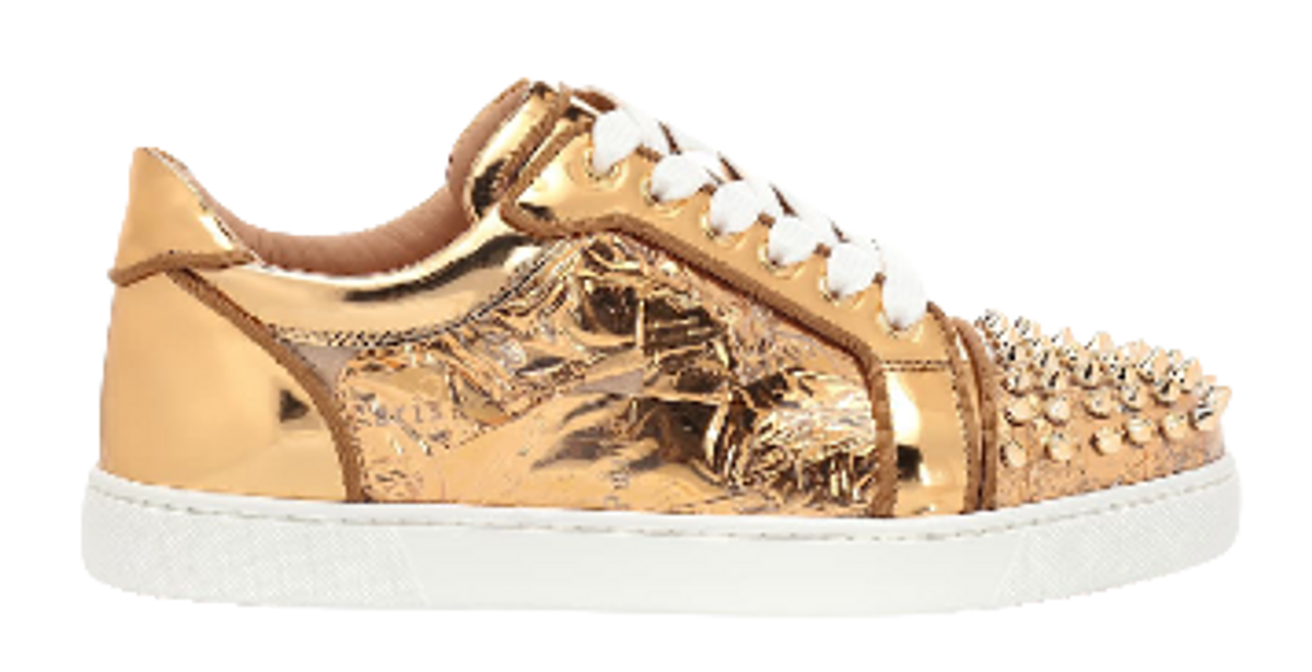 Christian Louboutin Vieira Spikes Orlato Flat Ruban Gold Sneakers