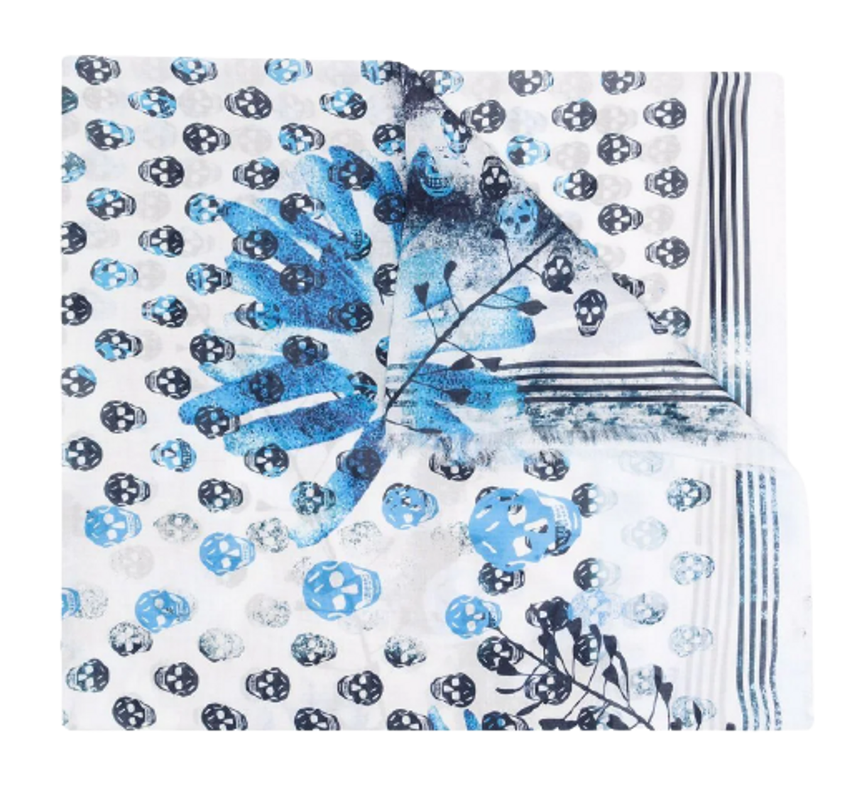 Alexander McQueen Skull Print Frayed Scarf