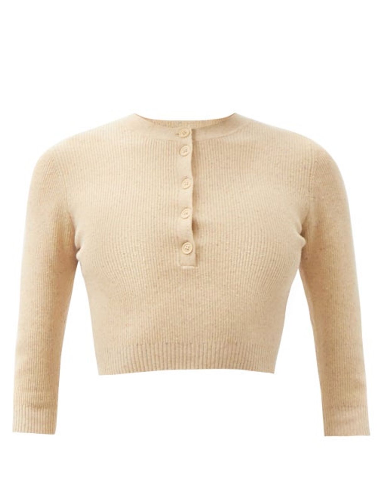 JoosTricot Ribbed Cotton Blend Cropped Ivory Top