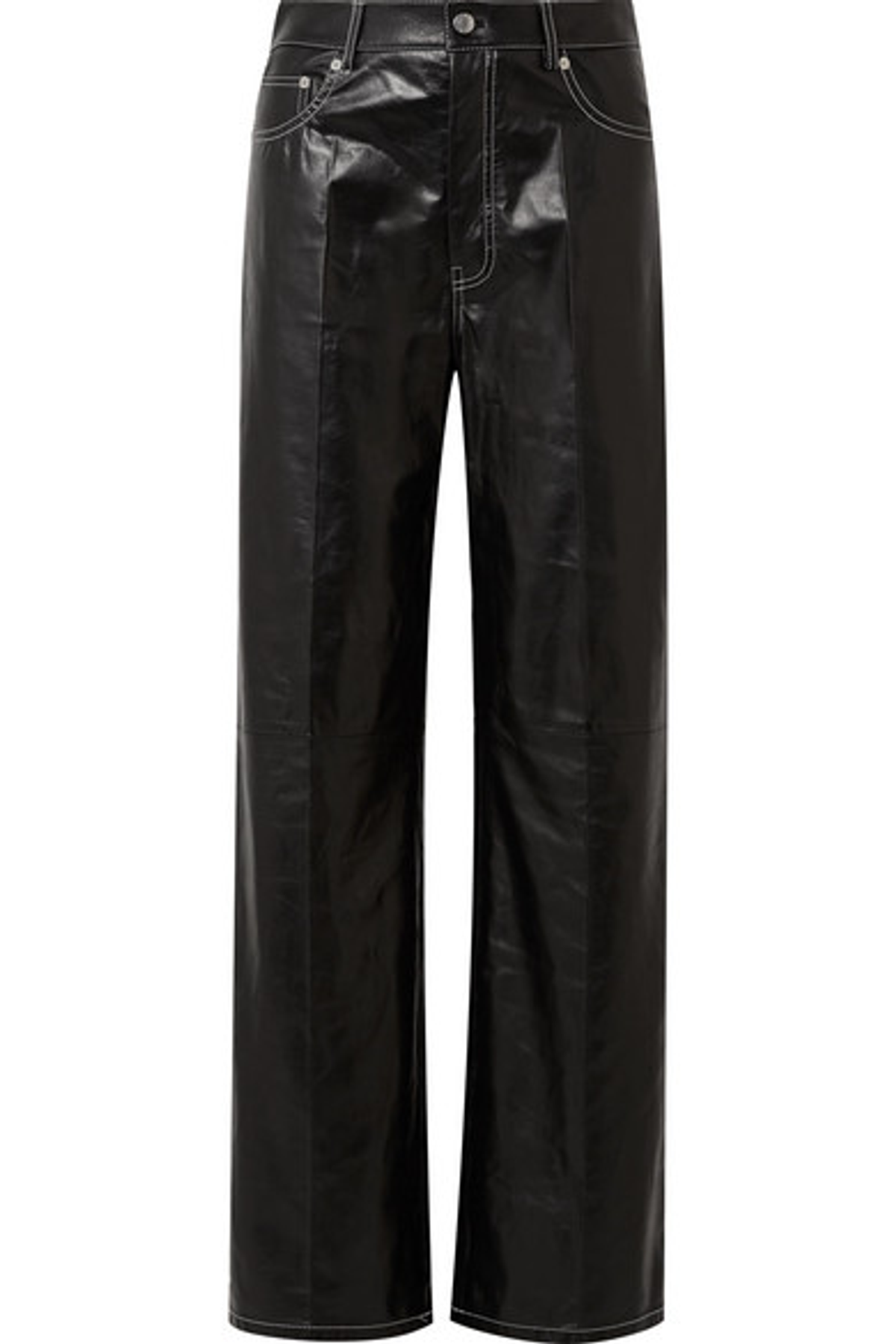 Helmut Lang Straight Leg Patent Leather Black Trousers