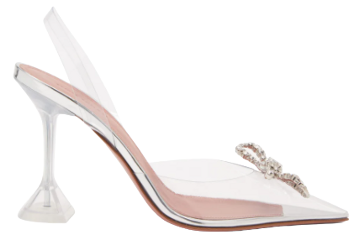 Amina Muaddi Rosie Crystal Bow Clear Pvc Slingback Pumps