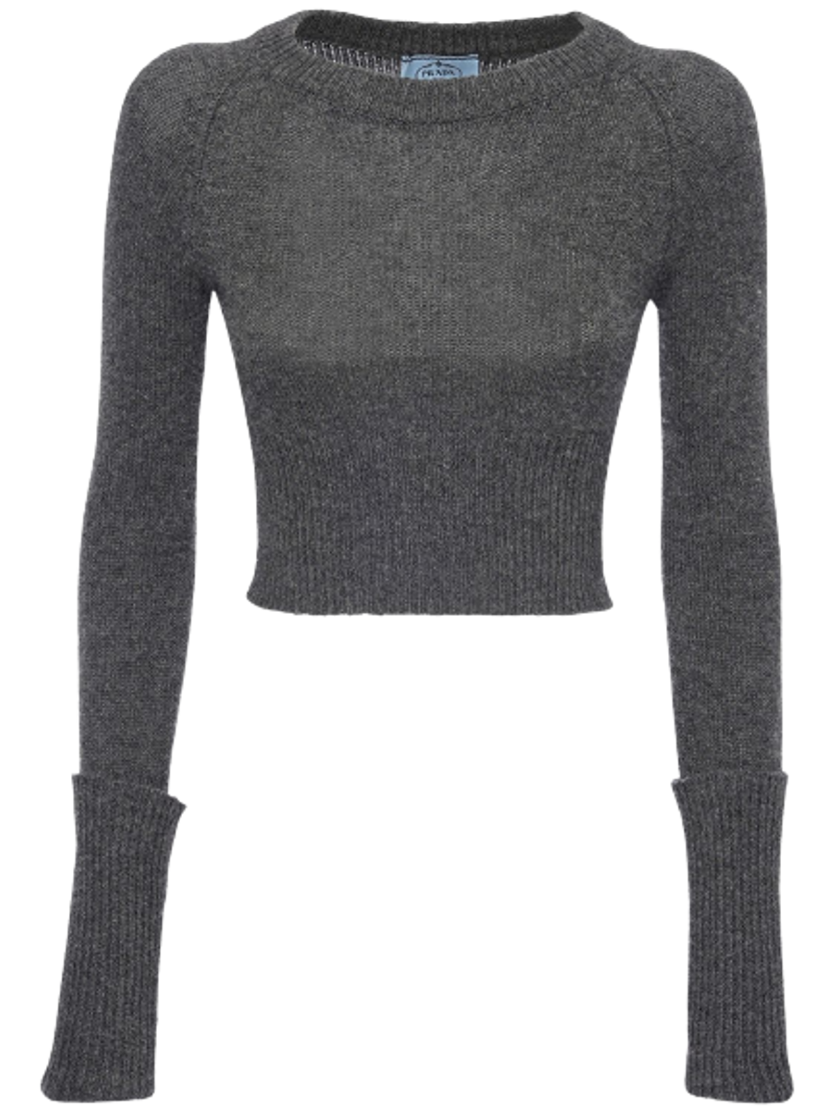 Prada Cropped Cashmere Knit Grey Sweater