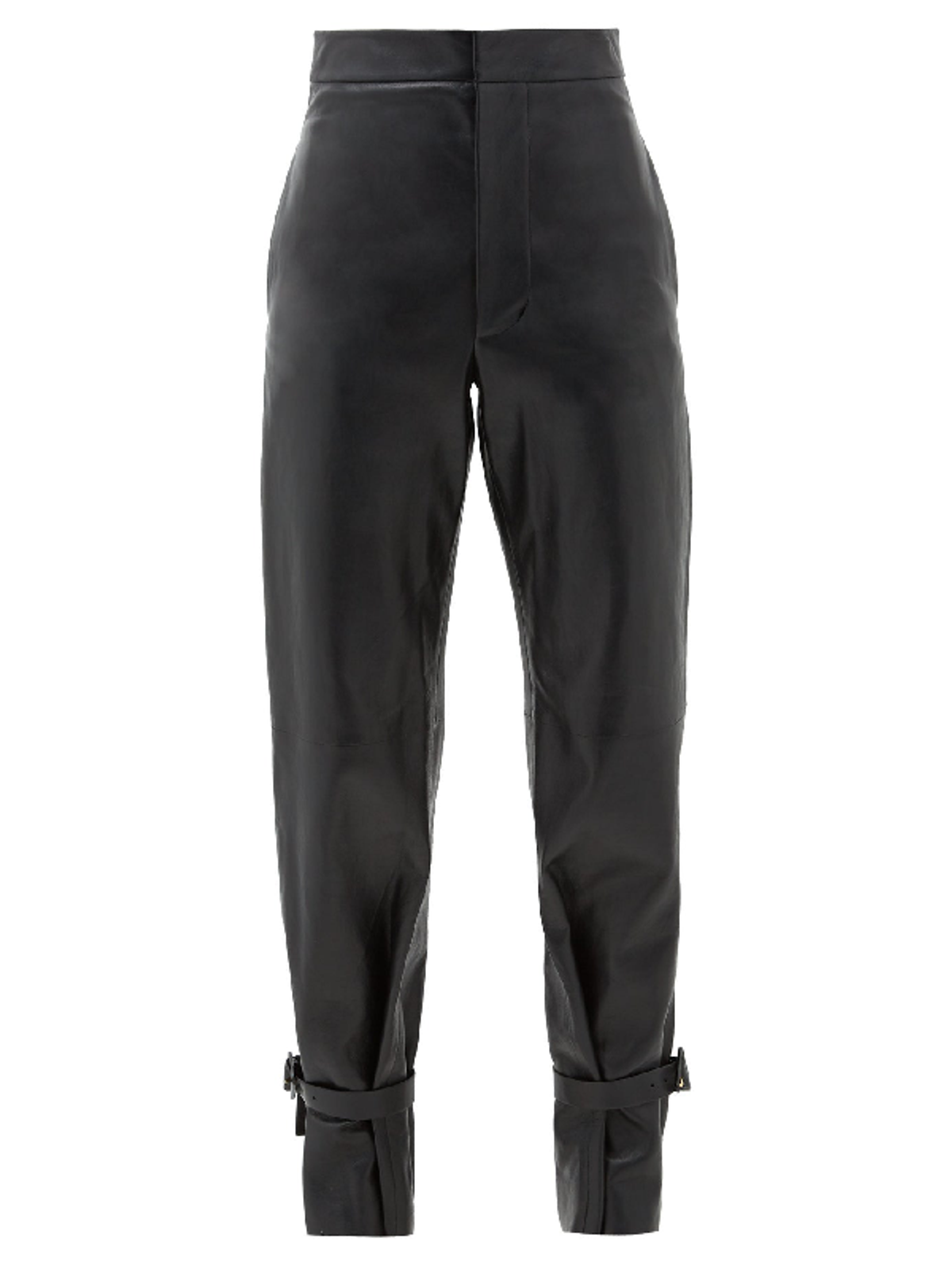 Bottega Veneta Tied Cuff Leather Wide Leg Trousers