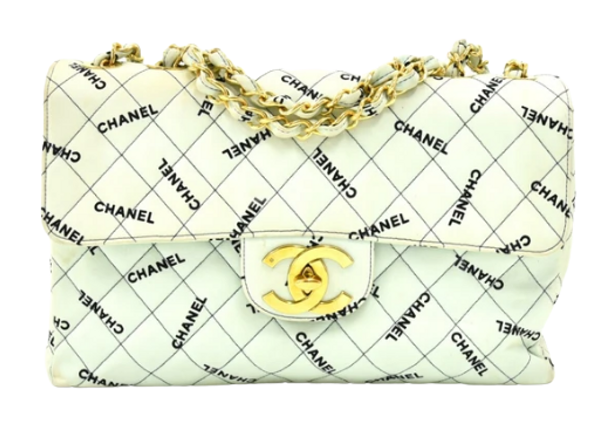 Chanel Light Mint Green Maxi Jumbo Logo Bag