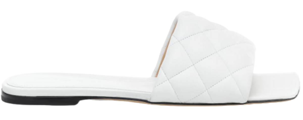 Bottega Veneta Padded Leather Flats White Slides