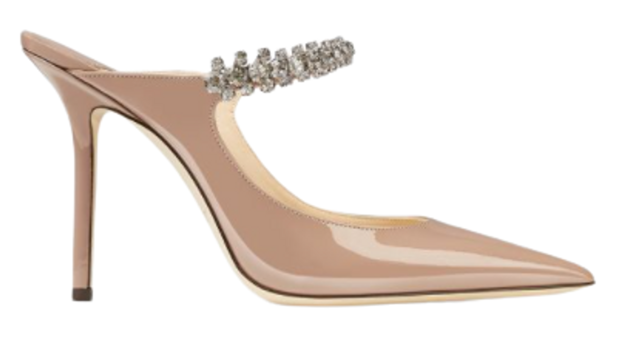 Jimmy Choo Bing 100 Crystal Embellished Pvc And Metallic Leather Pink Mules
