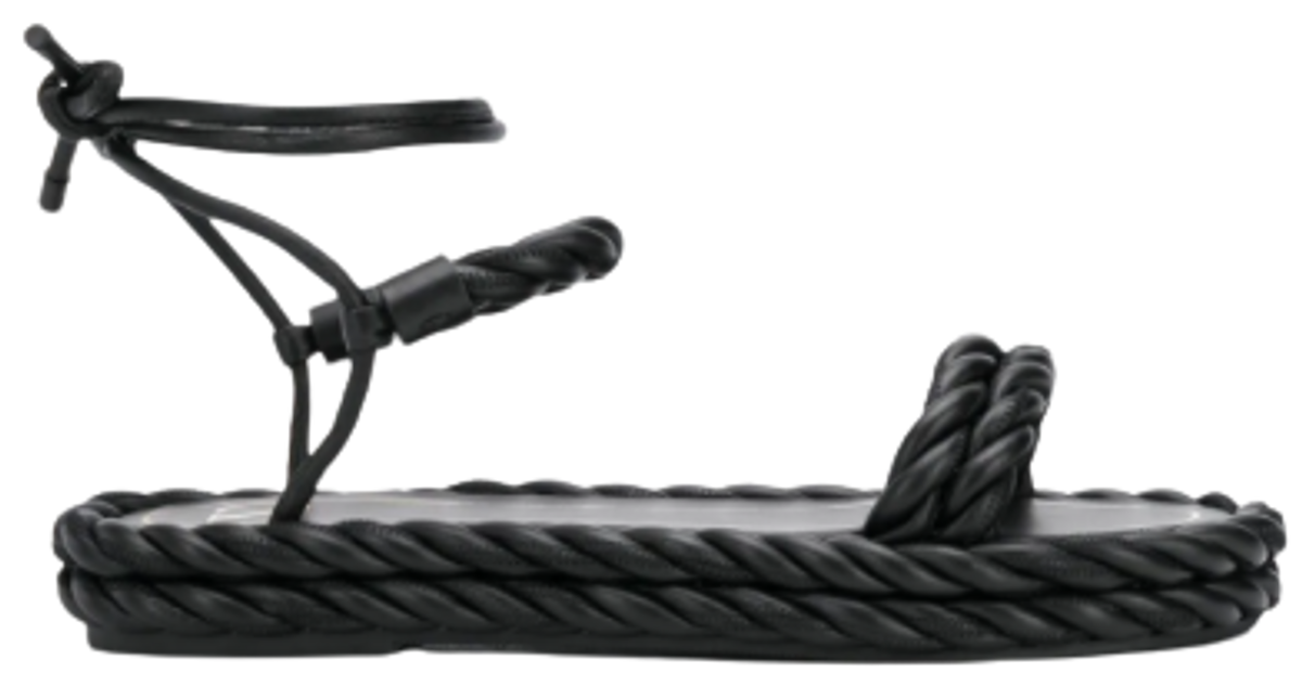 Valentino The Rope Ankle Tie Black Sandals