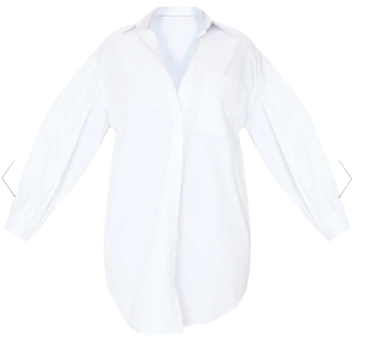 Pretty Little Thing White Pleated Puff Sleeve Shirt Dress WHAT’S ON