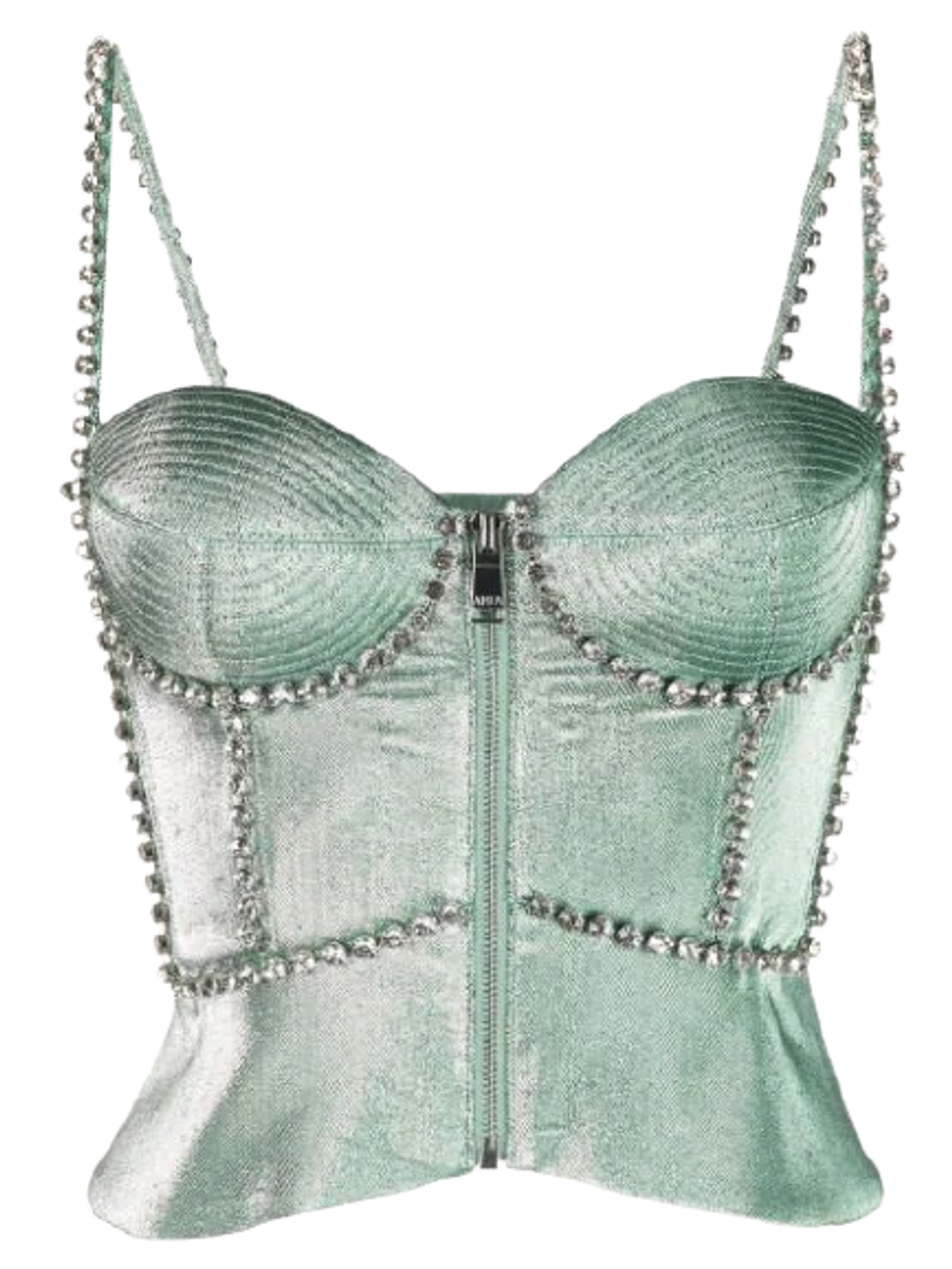 Area Crystal Stitched Corset Green Top