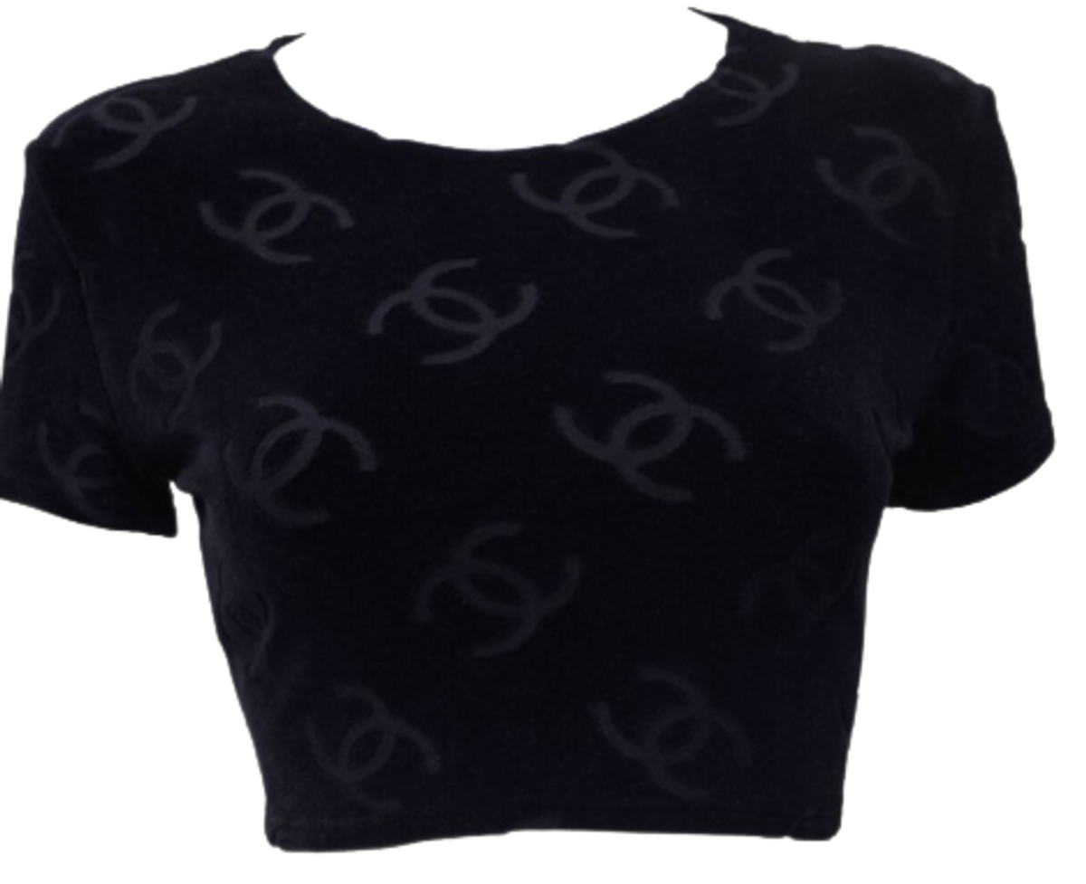 Chanel 1996 Cc Velour Cropped Top