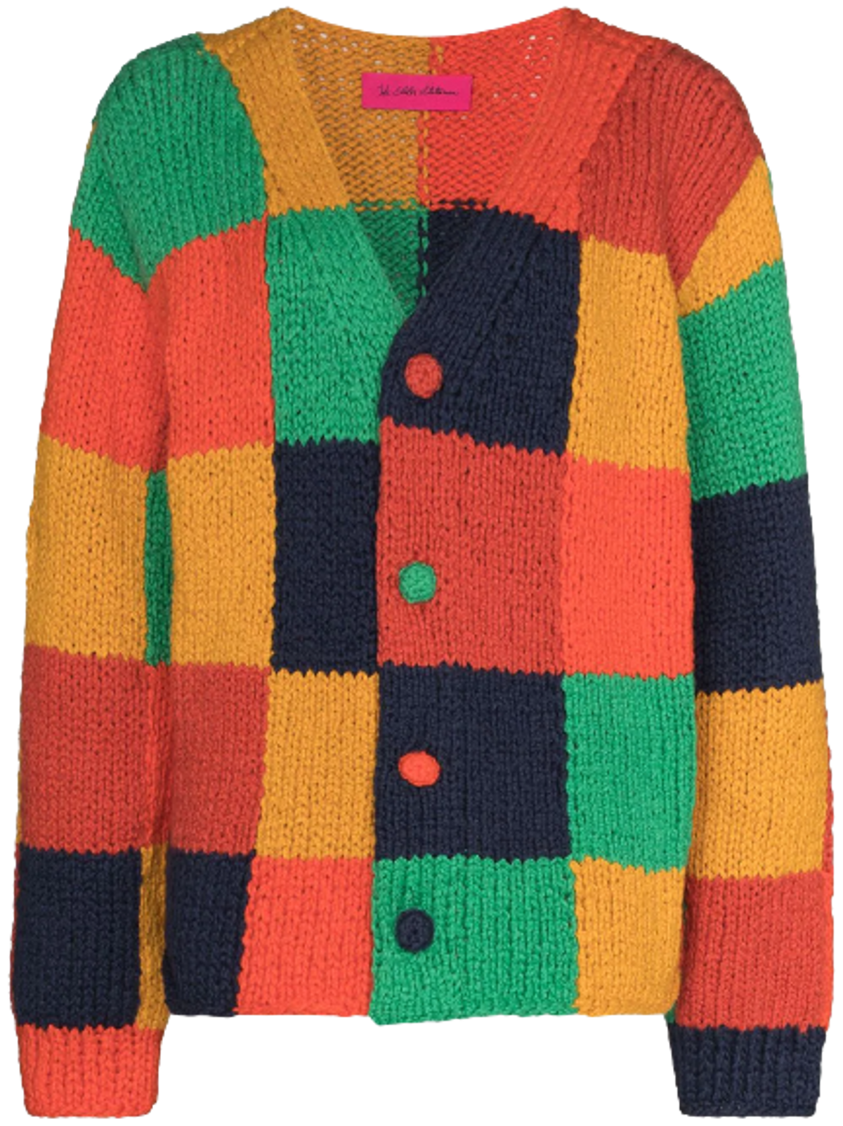 The Elder Statesman Multicolor Organic Cotton Squares Cardigan