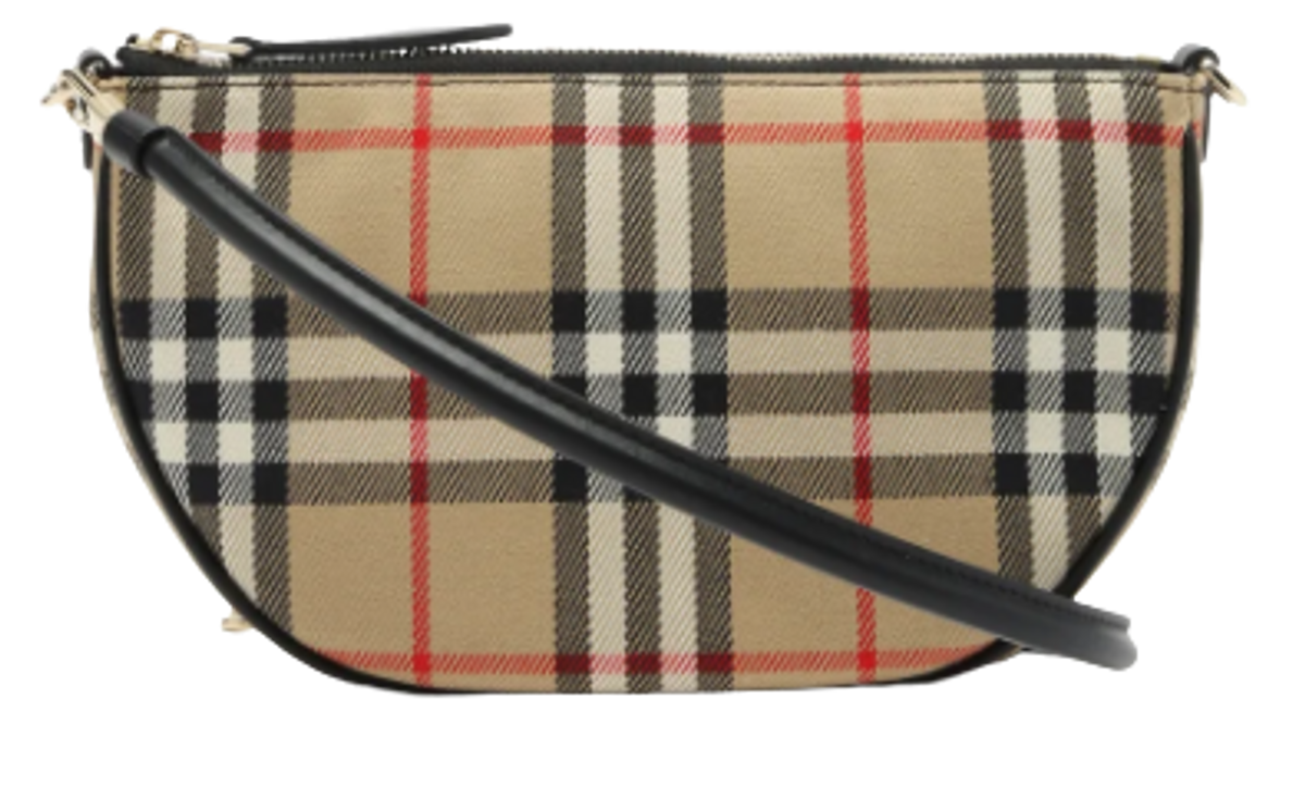 Burberry Olympia Small Vintage Check Canvas Shoulder Archive Beige Bag
