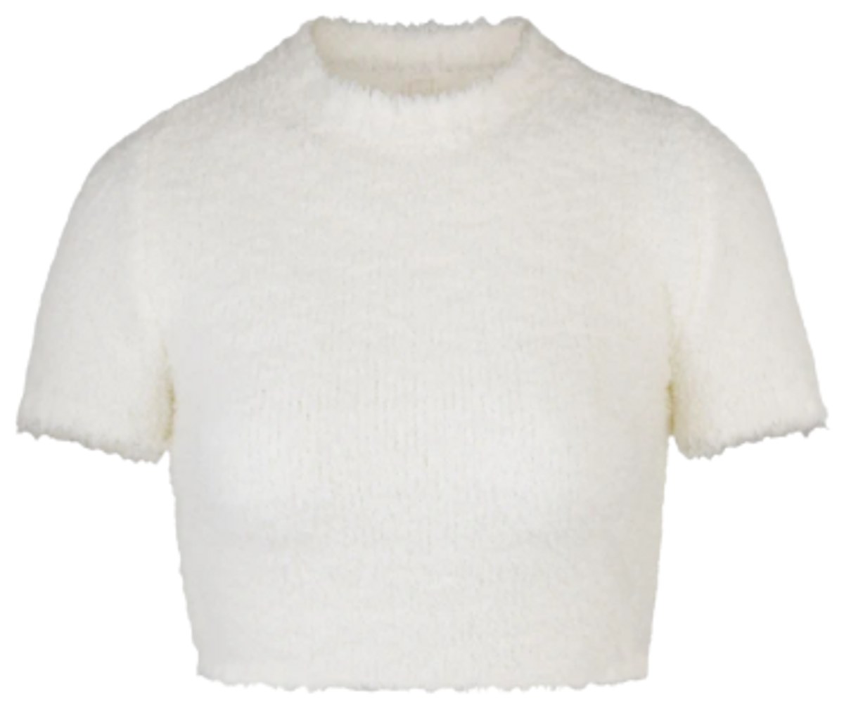 Skims Cozy Knit Cropped Bone T-Shirt