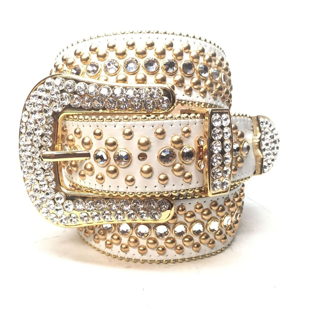 B.B. Simon White Gold Fully Loaded Crystal Belt