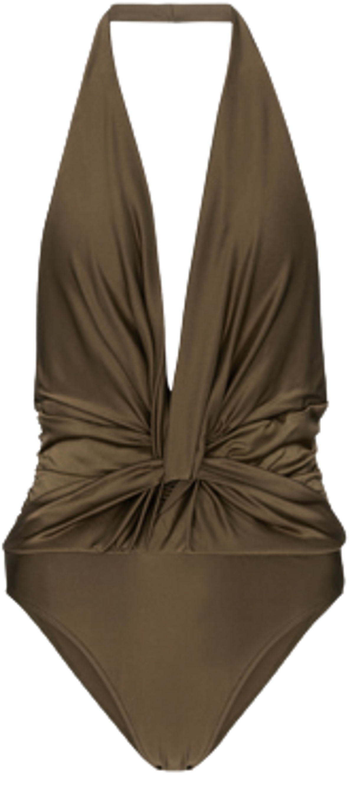 Alexandre Vauthier Plunging Sleeveless Bronze Bodysuit