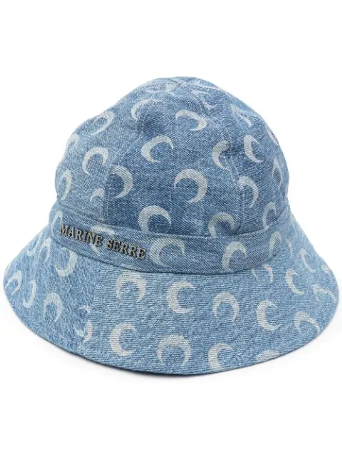 Marine Serre Moon-Print Blue Denim Bucket Hat