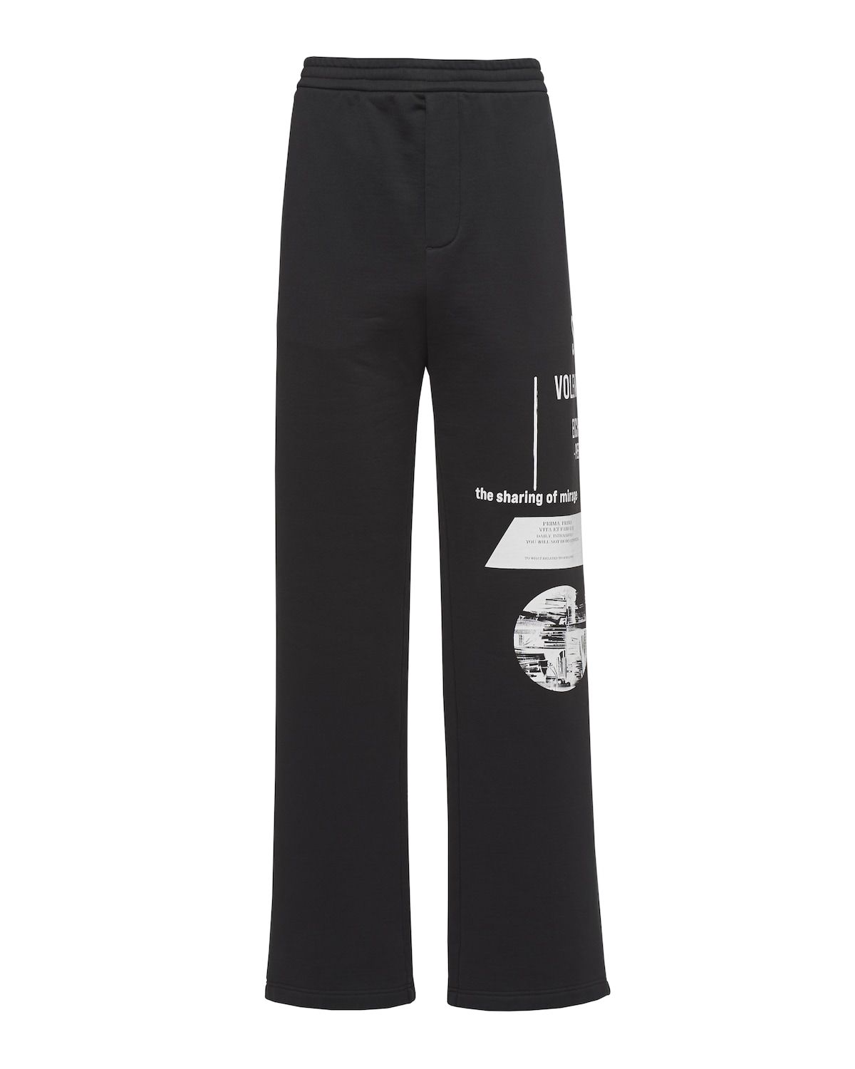 Prada Printed Cotton Fleece Black Pants