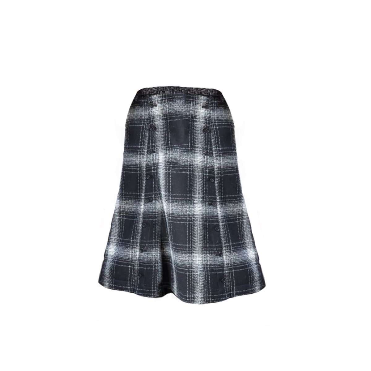 Takahiro Miyashita Ombre Check Harris Tweed Full Length Skirt Kilt