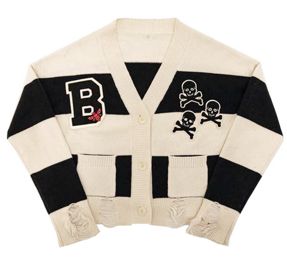 Kam Vercetti Skull Club Striped Cardigan