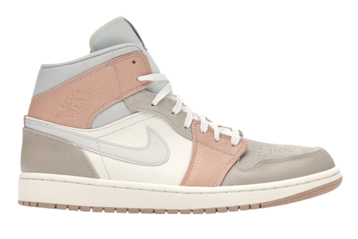 Jordan 1 Mid Milan Sail Light Bone String Shimmer Sneakers