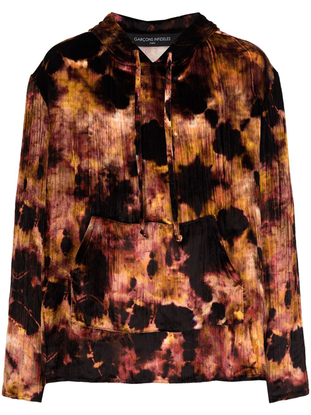 Garcons Infideles Chris Tie-dye Velvet Hoodie In Schwarz
