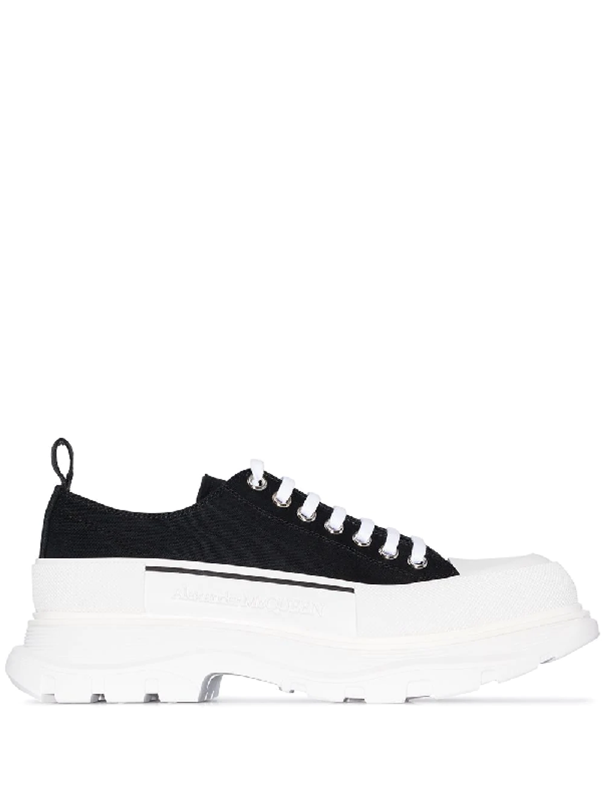 Alexander McQueen Black & White Tread Slick Lace-up Sneakers