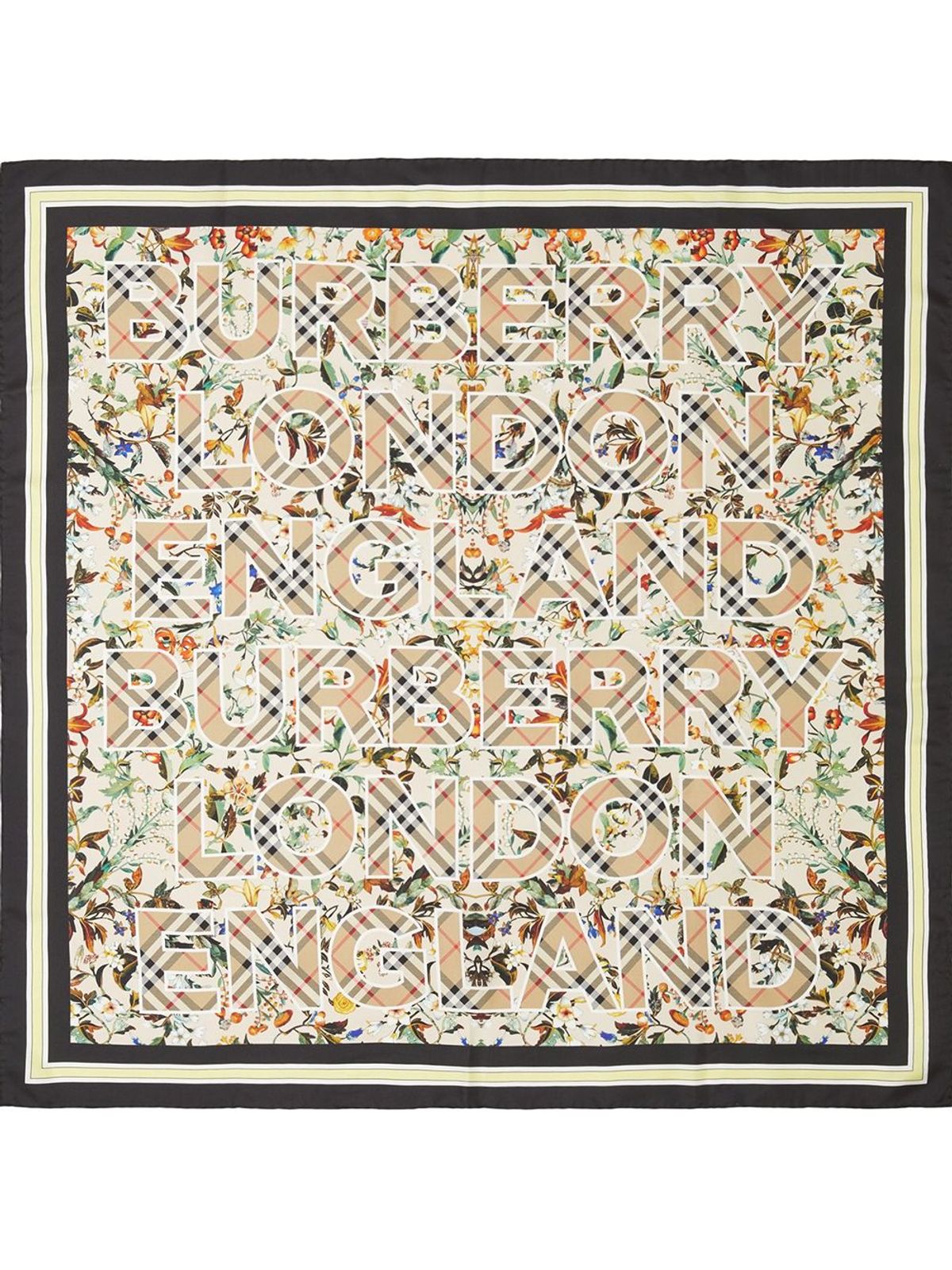 Burberry Montage-print Silk Square Scarf In Nude