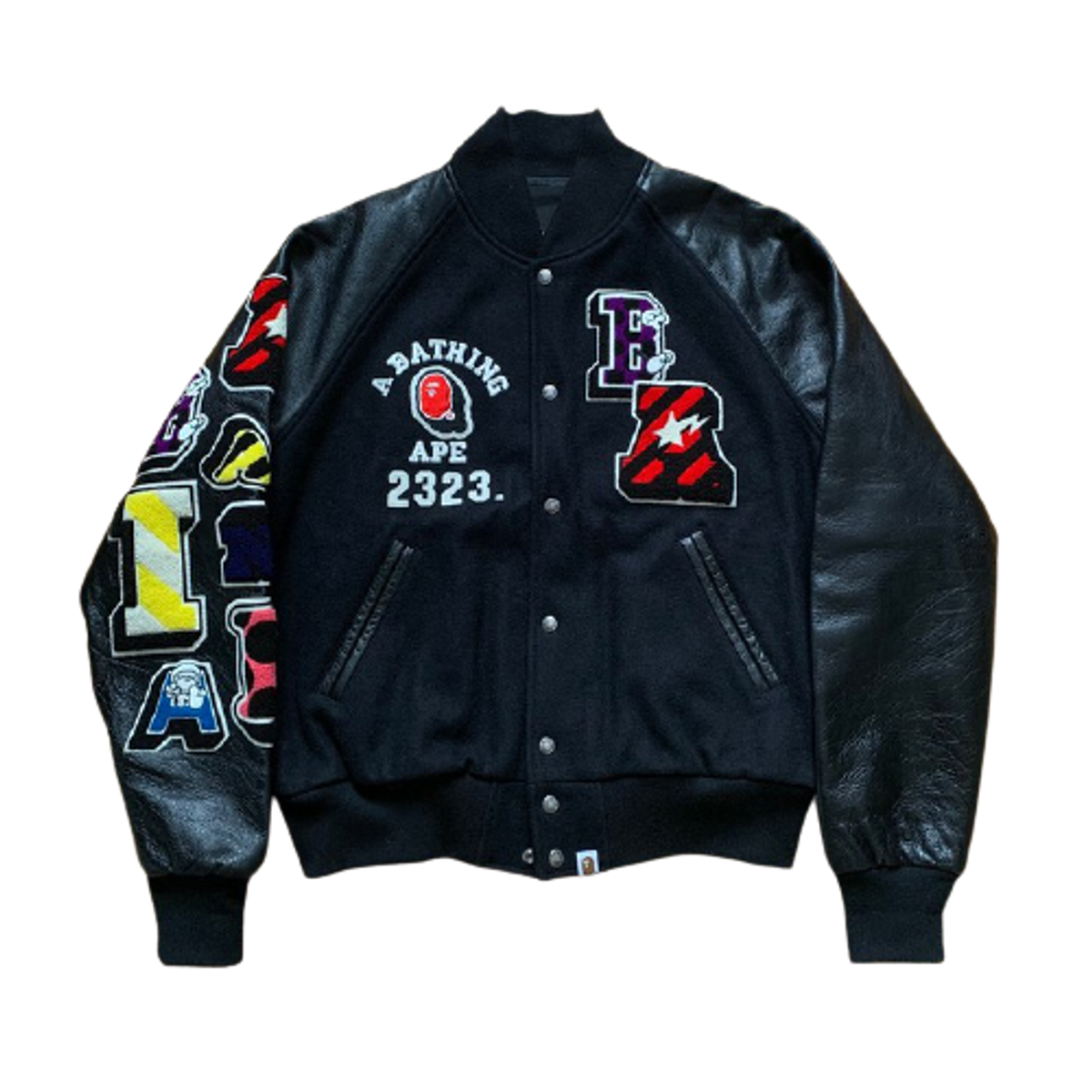 Bape 2005 NFS Staff-only Patched Leather Varsity Jacket