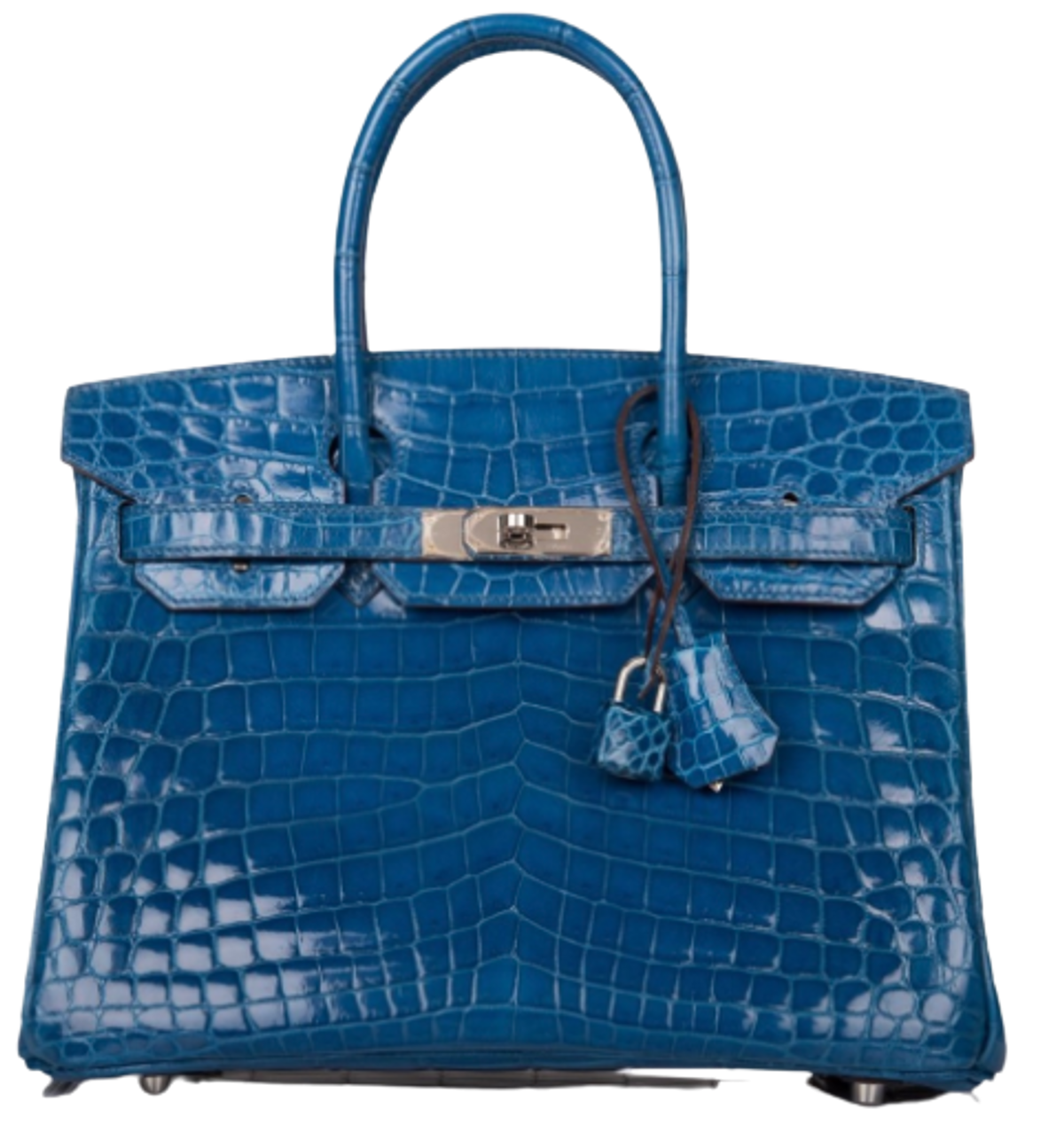 Hermes Mykonos Shiny Niloticus Crocodile Birkin Palladium Bag Hardware