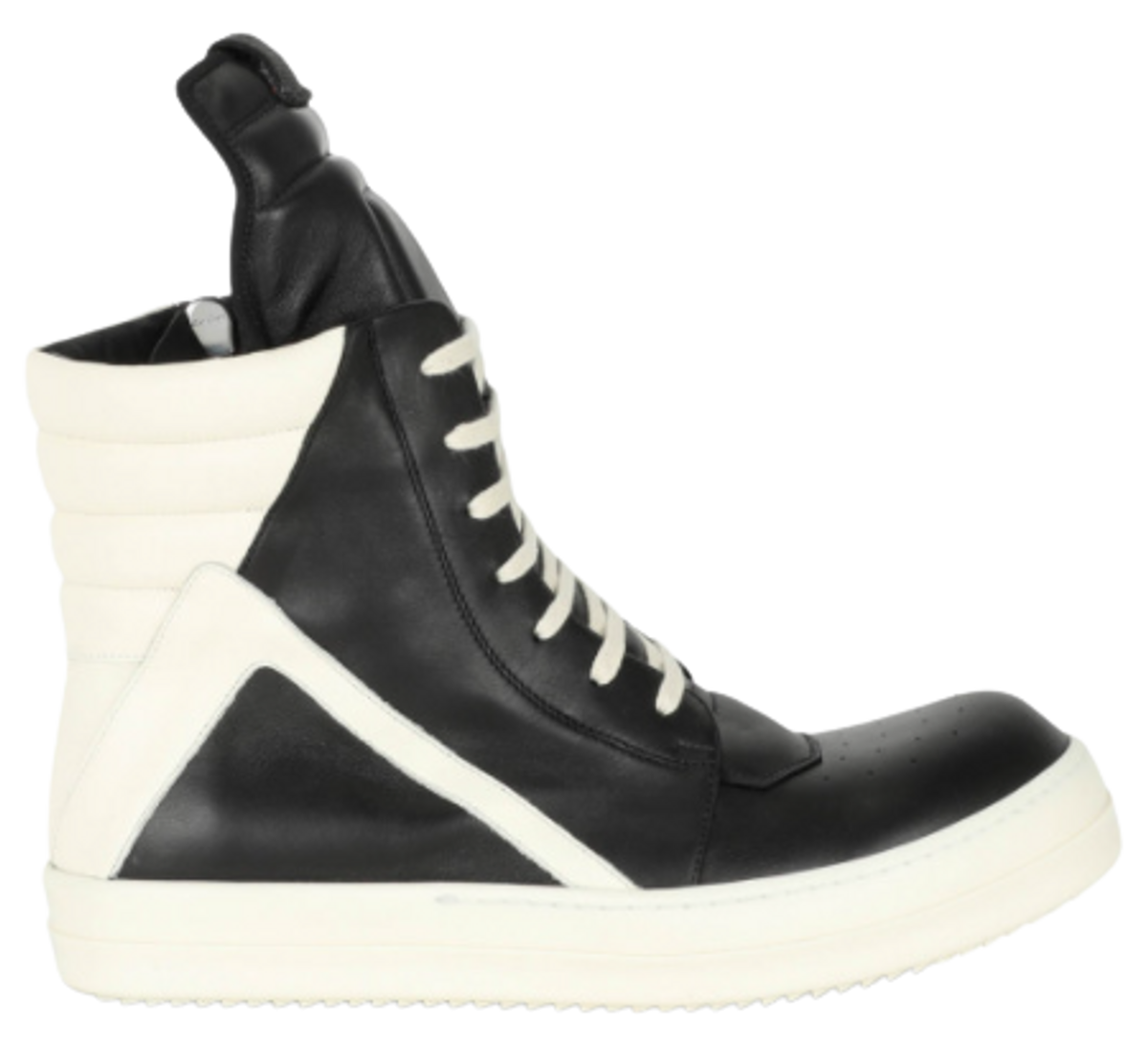 Rick Owens Black And Off White Geobasket High Black Sneakers