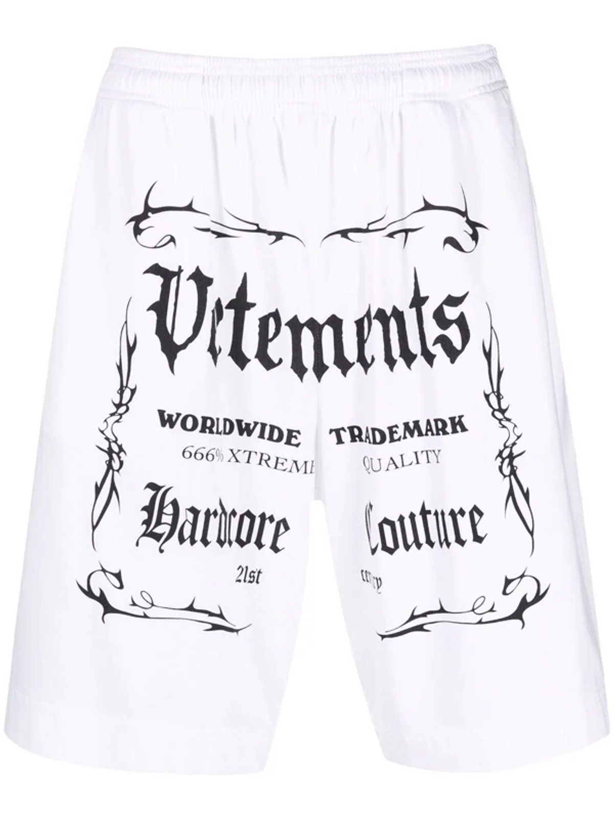 Vetements Hardcore Couture Logo-Print White Shorts