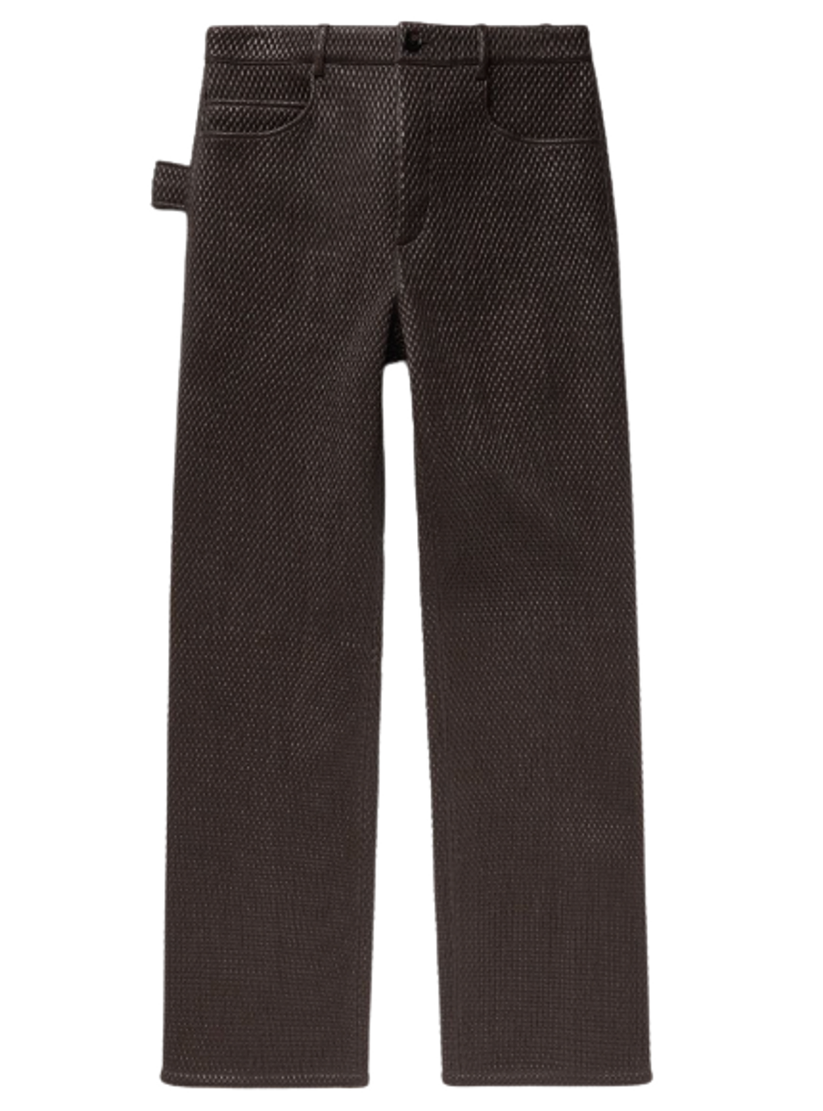 Bottega Veneta Woven Leather Brown Trousers