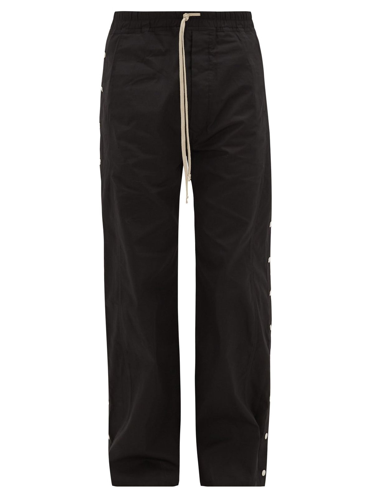 Rick Owens Snap-Button Cotton-Ripstop Trousers In Black