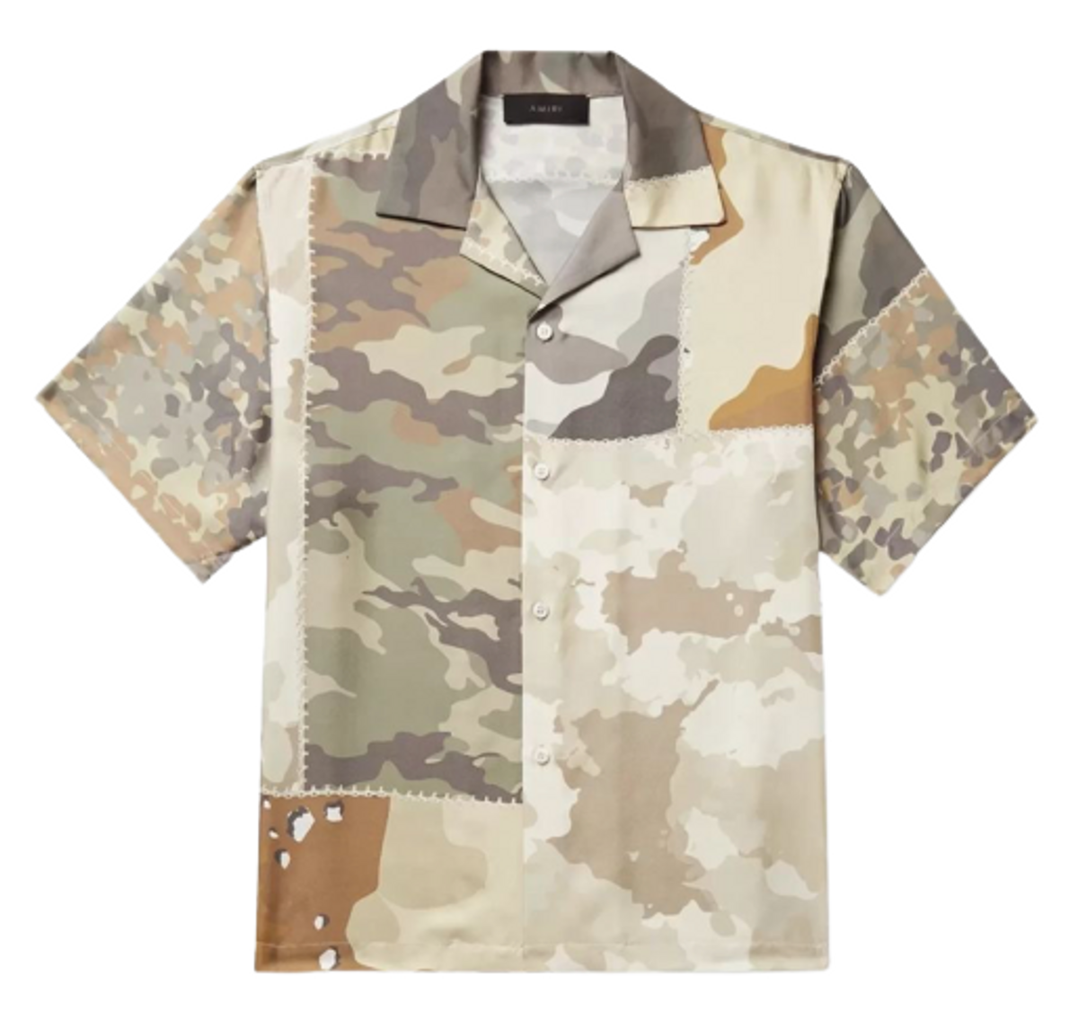 Amiri Camp-Collar Camouflage-Print Silk-Twill Shirt
