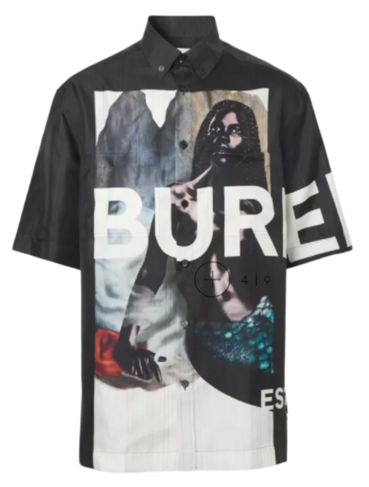 Burberry Short Sleeve Mermaid Print Silk Twill Shirt