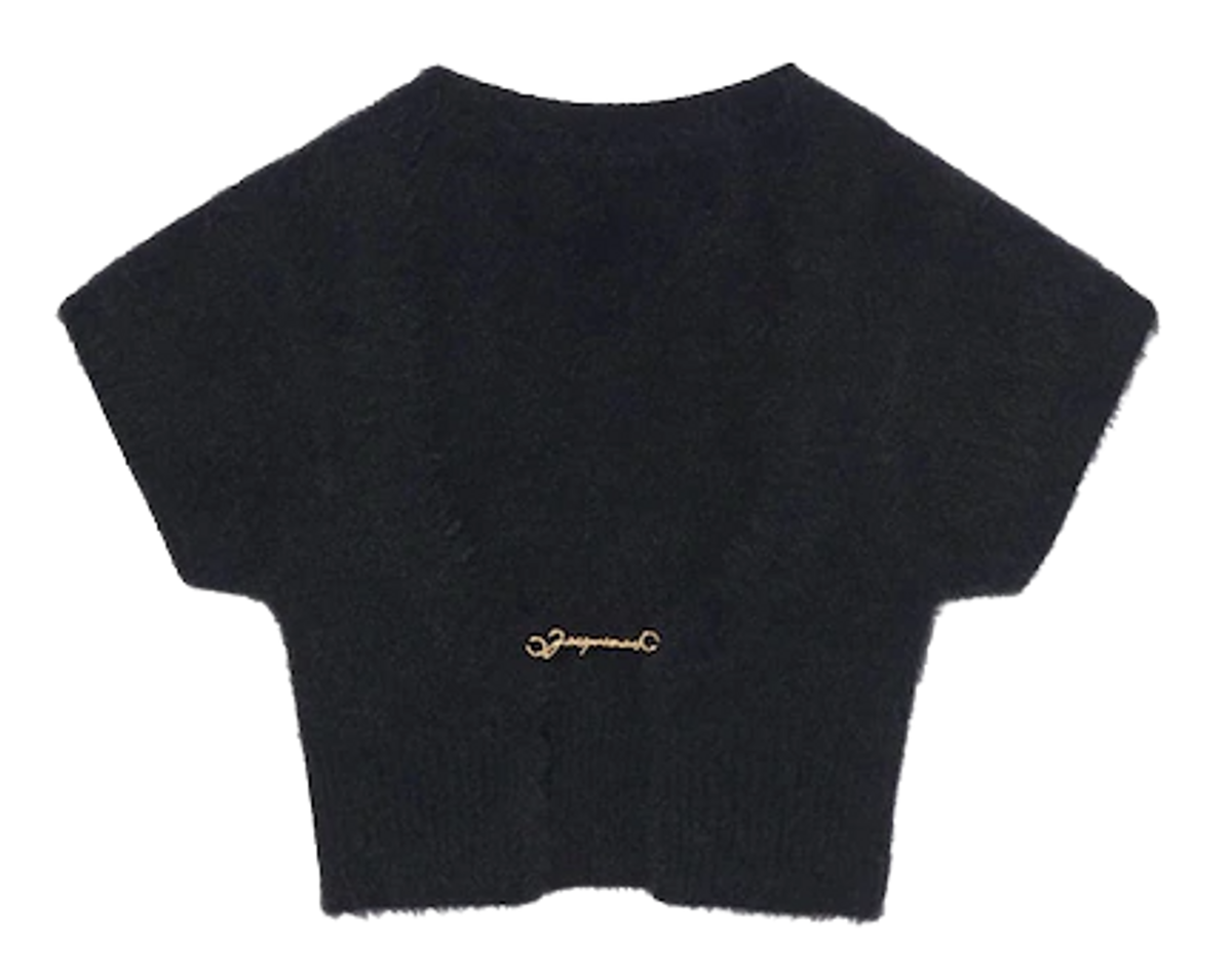 Jacquemus La Maille Neve Knit Cropped Black Top