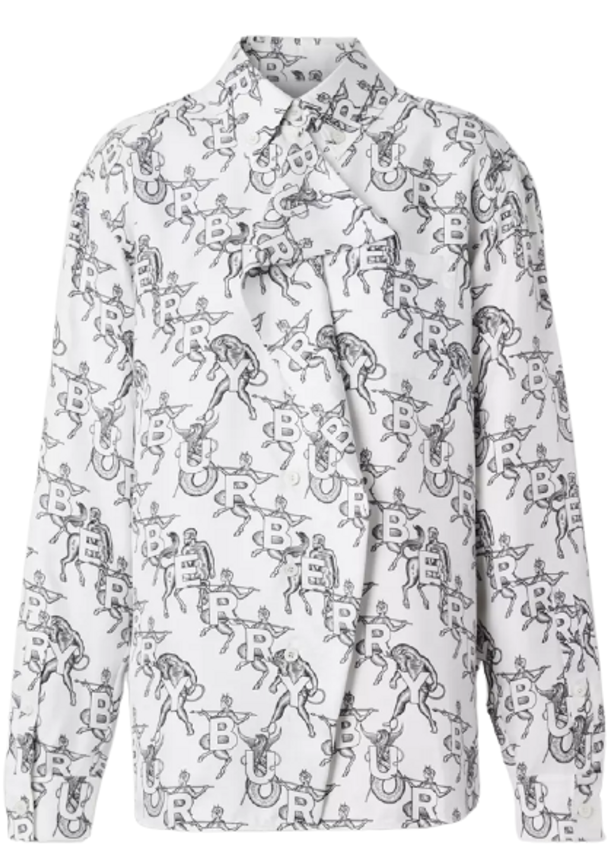 Burberry Mythical Alphabet Print Silk Oversized Shirt