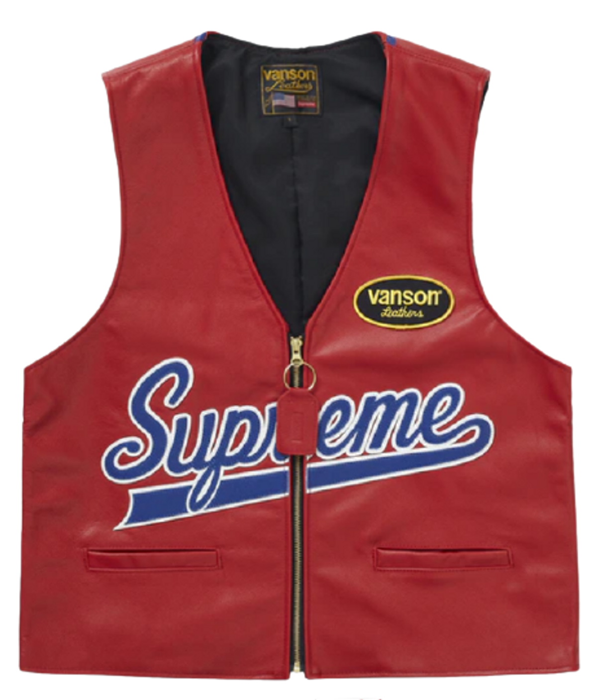 Supreme × Vanson Leathers Spider Web Vest Red Jacket