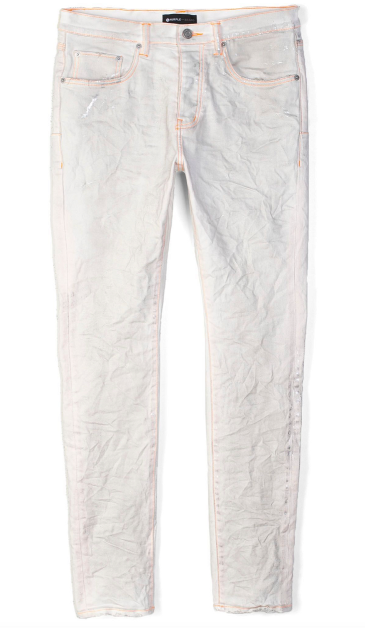Purple Brand P001 Low Rise With Slim Leg Wash White Neon Stitch Orange Jeans