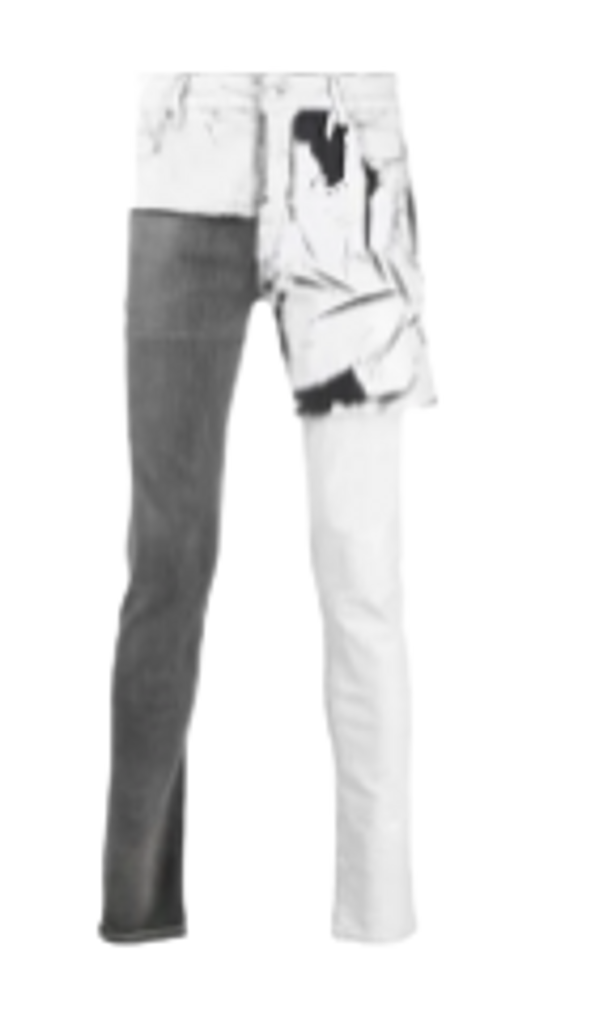 Rick Owens Tyrone Collage Skinny Leg White Jeans