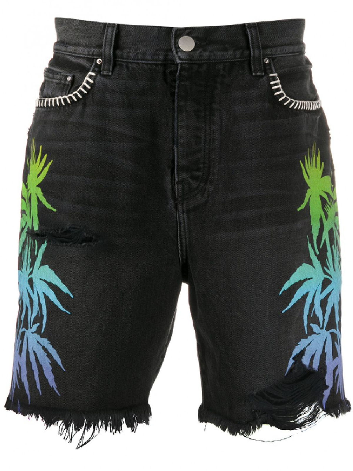 Amiri Patchwork Embroidered Denim Shorts