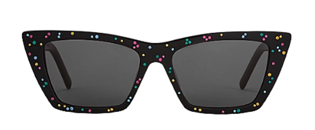 Saint Laurent Mica Embellished Cat Eye Black Sunglasses
