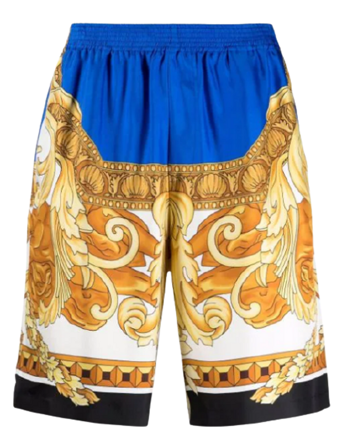 Versace Baroque Pattern Knee Length Blue Shorts
