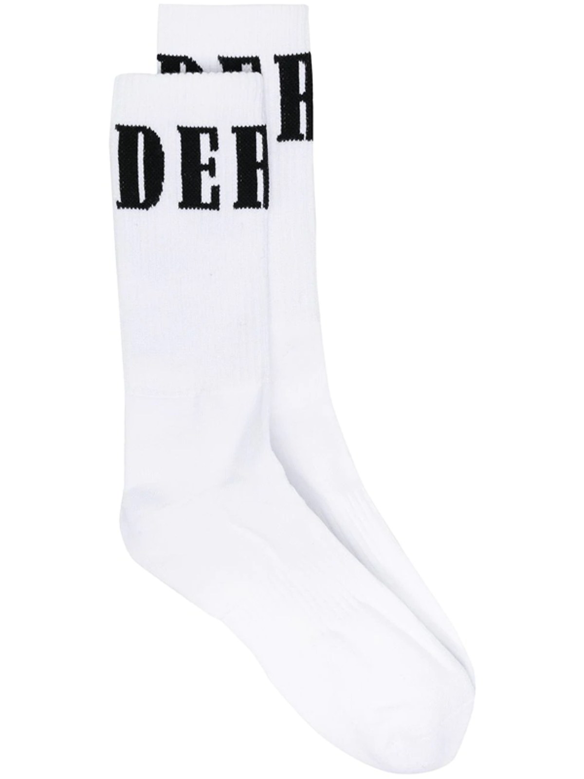 Rhude Ribbed Intarsia-Knit White Socks