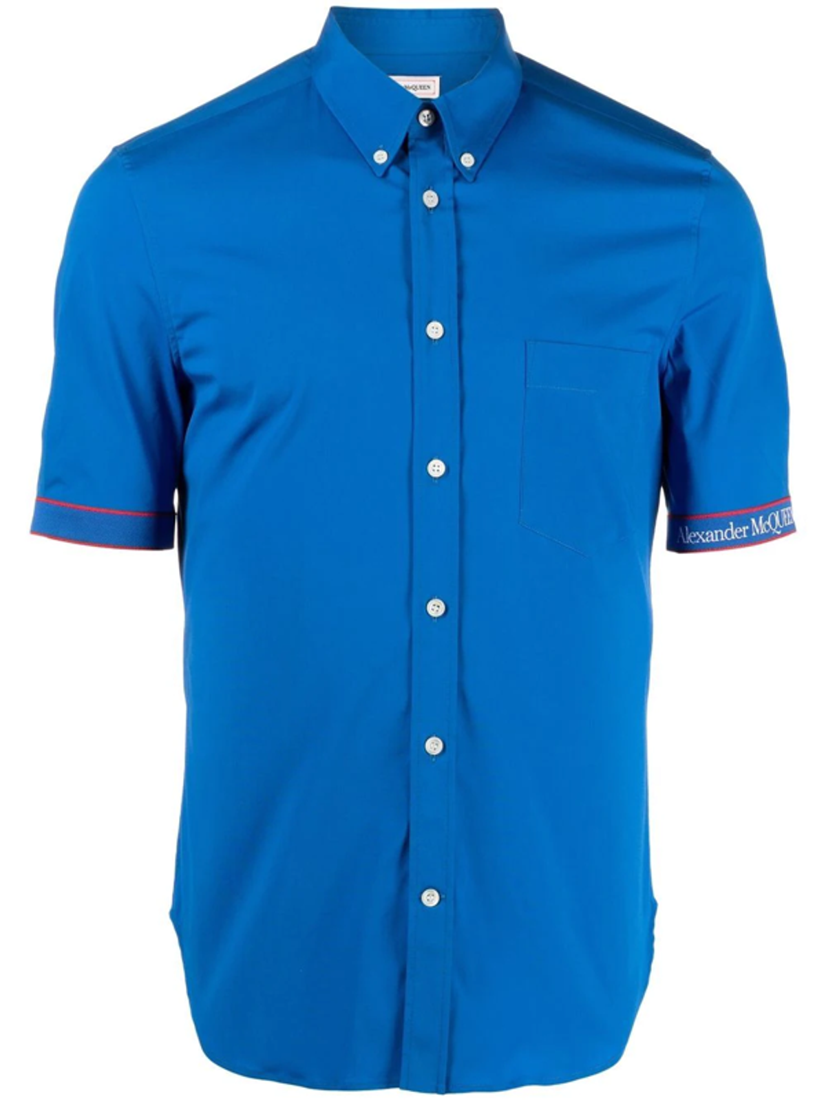 Alexander McQueen Logo Tape Brad Pitt Short Sleeve Blue Shirt