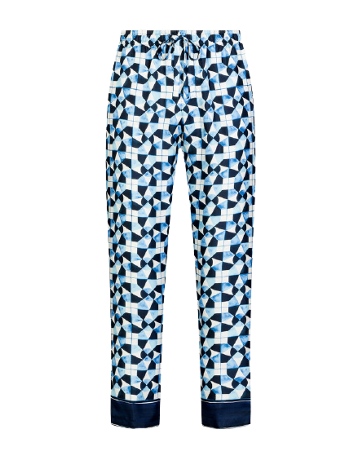 Dolce & Gabbana Blue Majolica Print Silk Tapered Trousers